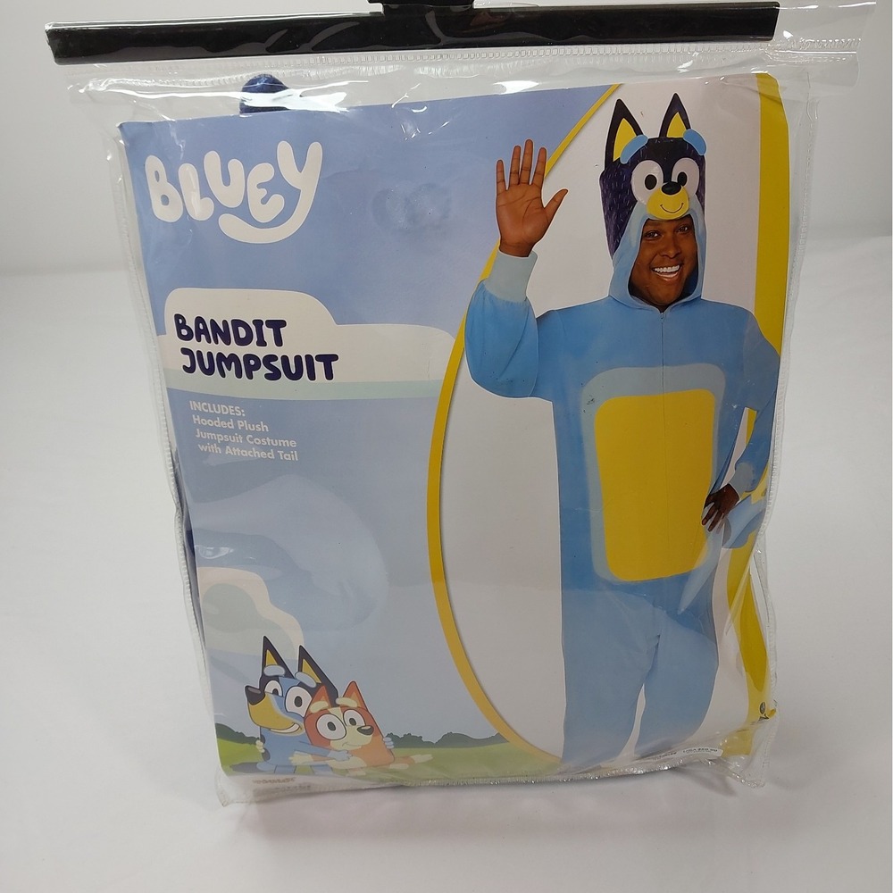 BLUEY BANDIT JUMPSUIT HALLOWEEN COSTUME ADULT XX-L PLUS SIZE HOODED PLUSH W TAIL
